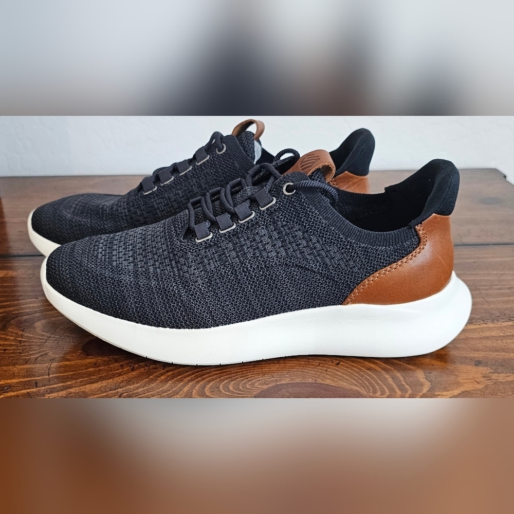 Johnston & Murphy Mens Blue Knit Shoes/Sneakers w/Brown Leather  Sz 8.5 & 13
